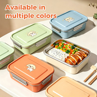Kotak Makan Bento Dewasa Anti Bocor Kunci Ganda Stainless Steel 2 Kompartemen Aman untuk Microwave Cetak Logo untuk Anak Sekolah