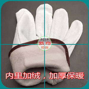 ถุงมือเชื่อมหนังวัวแบบใหม่ บุขนแกะทั้งฝ่ามือ สีเทา ไซส์ใหญ่ สำหรับอุตสาหกรรมเชื่อม - Product Image 4