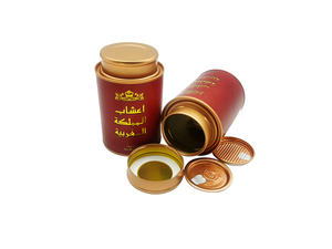 Boîte en papier kraft biodégradable avec couvercle en fer blanc <span class=keywords><strong>et</strong></span> feuille d'aluminium pour café, thé, chocolat, sucre, impression rouge <span class=keywords><strong>et</strong></span> or, emballage manuel - Product Image 3