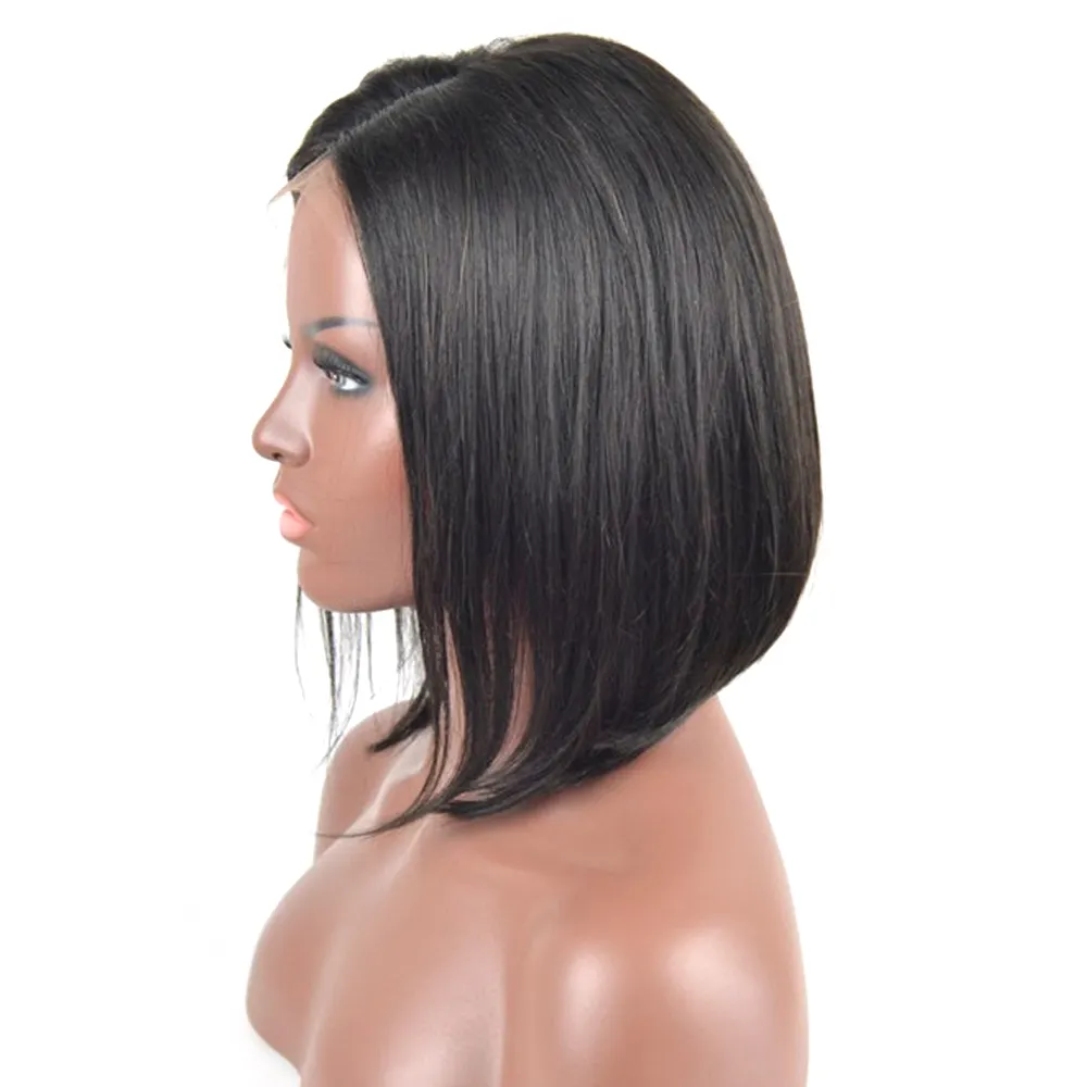 Stock 8"-16" cheap factory price 100% Eurasian Virgin Remy Human Hair short cut free style straight BOB full lace wig
