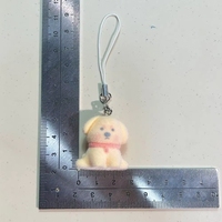 Porte-clés en peluche chien floqué mignon, pendentif chien en peluche doux, breloque de sac Kawaii pour femmes et filles