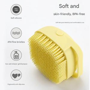 Cepillo de ducha de silicona ecológico para mascotas 2024, dispensador de champú para baño de animales pequeños con dispensador de jabón para masaje de baño de perros y gatos - Product Image 3