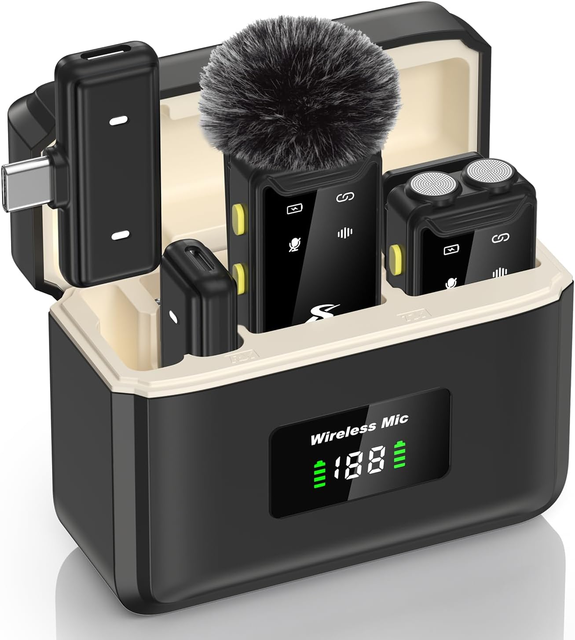 SX22 Mini Lapel Wireless Microphone for Camera Noise Cancellation Mic With Charging Case for Video Recording Streaming