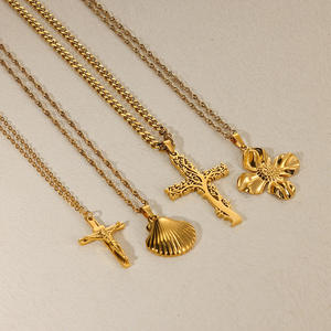 תכשיטי נוצרי דתי זהב צלב jesus שרשרת תליון צלב נירוסטה צלב תליון צלב לגברים למתנת סיום - Product Image 4