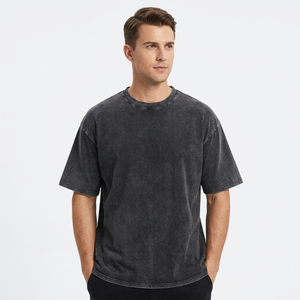 Camiseta Vintage con Lavado Ácido, Tejido de Punto, Logotipo Personalizado, Manga Corta, Cuello Redondo, Corte Regular para Hombre - Product Image 1