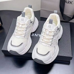 Baskets Chunky en Cuir Véritable pour <span class=keywords><strong>Femme</strong></span>, Plateforme Rehaussante, Style Rétro Streetwear, Chaussures de Course - Product Image 3