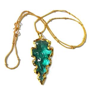 Fournisseur de collier de pointe de flèche électrolytique à bord dentelé en verre bleu en ligne - Product Image 1