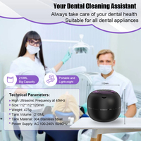 Nettoyeur à ultrasons 45 kHz pour appareils dentaires, prothèses, protège-dents, bijoux, têtes de brosses à dents avec réservoir de 200 ml