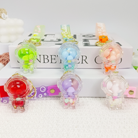 Porte-clés créatif en forme de diamant avec liquide flottant, paillettes acryliques et motif animal de dessin animé, idéal pour cadeaux promotionnels, sacs et voitures