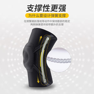 Rodillera deportiva transfronteriza con soporte de resorte para baloncesto y running, unisex, negra, de alta elasticidad, equipo de protección. - Product Image 1