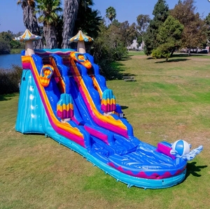 Thương mại cấp PVC lớn dành cho người lớn trẻ em trượt nước bên cho thuê bên bờ biển chủ đề <span class=keywords><strong>Inflatable</strong></span> trượt nước với hồ bơi - Product Image 5