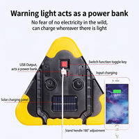 Triangle de signalisation d'urgence solaire LED portable multifonctionnel pour véhicule