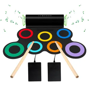 Conjunto de tambor eletrônico colorido, kit de percussão para jogos de música, prática em arco-íris