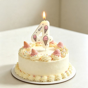 Velas de Cumpleaños Digitales Erri Wish 0-9 con Diseño de Cono de Helado Rosa, Cera No Tóxica, Hechas a Mano, Velas Numéricas para Pastel, Año Nuevo, Bares <span class=keywords><strong>y</strong></span> Fiestas - Product Image 2