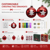 Boule de Noël en verre noir mat Joy, personnalisable, avec logo, floquage et paillettes, en borosilicate, pour cadeau de festival, fabrication OEM en usine