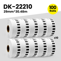 100x étiquettes d'expédition de longueur continue auto-adhésives compatibles Brother DK-22210 Dk-2210