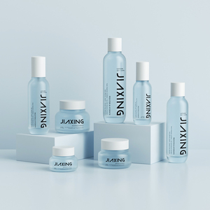 ชุดขวดปั๊มและขวดครีมแก้วครีมบำรุงผิวแบบเคลือบเงาหรูหราสไตล์เกาหลีทรงกลมออกแบบได้ตามที่ต้องการ - Product Image 4