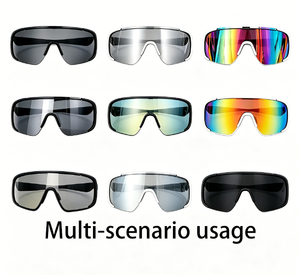 European American Fashion <b>Large</b> <b>Frame</b> Light Weight SunglassesOutdoor Cycling Climbing Skiing Windproof Sunscreen Sports <b>Black</b> - Product Image 1