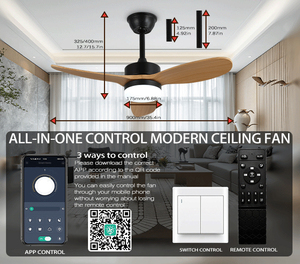 Ventilatore da Soffitto Moderno da 36'' con Luce, 3 Pale in Legno, <span class=keywords><strong>LED</strong></span> Dimmerabile, Telecomando, Lampadario con Ventilatore - Product Image 3
