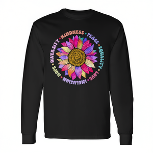 T-shirt à manches longues « Kindness Peace Equality Love Hope Diversity » – Vêtements promotionnels pour les droits de l'homme - Product Image 2