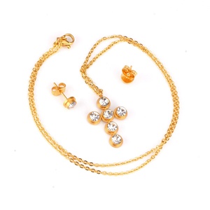 Stainless Steel Cross <b>Jewelry</b> <b>Set</b> <b>Women</b> <b>Jewelry</b> <b>Set</b> Rhinestone Necklace <b>Jewelry</b> Type - Product Image 4