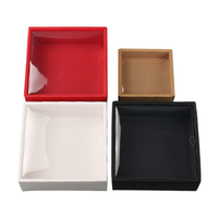 Boîte cadeau en papier personnalisée en gros avec couvercle transparent pliable en PVC, boîte en papier rouge/blanc/noir/kraft