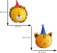 Ballons en aluminium sur le thème des animaux de la savane : Lion, girafe, zèbre, singe, tigre, éléphant pour décorations de fête d'anniversaire sur le thème du zoo pour enfants
