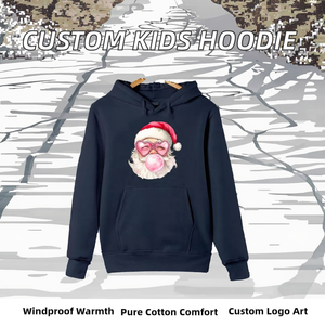 ซานตาคลอสพร้อมแว่นตารูปหัวใจสีชมพูและเสื้อฮู้ดลายหมากฝรั่ง ผ้าโพลีเอสเตอร์กันลมสำหรับทุกเพศ เสื้อสเวตเชิ้ตลำลองพิมพ์ลายสำหรับฤดูหนาว - Product Image 2