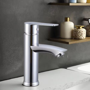 Robinet de bassin d'eau chaude et froide chromé monotrou moderne et bon marché Mélangeur de lavabo monté sur pont en acier en plastique Vanne en céramique pour hôtels - Product Image 2