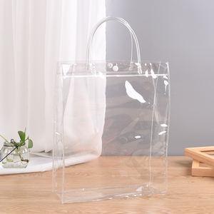 Sac transparent en PVC pour boissons de vin <span class=keywords><strong>rouge</strong></span>, sachet d'emballage portable personnalisé de cosmétiques, exquis de cadeau avec boutons, unités - Product Image 1