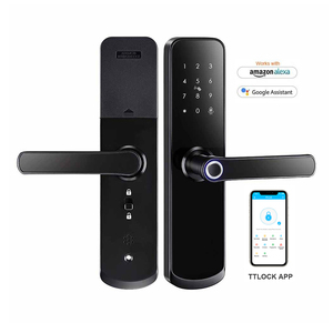 Cerradura de <span class=keywords><strong>Puerta</strong></span> Biométrica con Huella Dactilar WiFi, Impermeable, TTlock, Compatible con Alexa, Manija de <span class=keywords><strong>Puerta</strong></span> Inteligente de Aluminio, <span class=keywords><strong>Entrada</strong></span> Digital sin Llave para <span class=keywords><strong>Puerta</strong></span> de Acero - Product Image 1