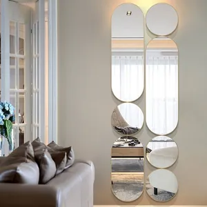 Декоративная настенная Современная гостиная прихожая роскошное зеркало из алюминиевого сплава в рамке, комплект из 4 предметов, 6 настенных зеркал