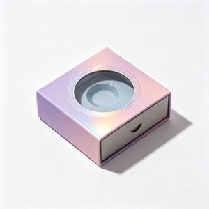 Boîte à tiroir personnalisée en carton pour lentilles de contact avec fenêtre ronde et impression holographique pour 10 à 30 lentilles de contact - Product Image 5