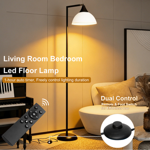 Lampe de sol LED réglable à 360° avec télécommande tactile, ampoule remplaçable, CRI 90 élevé, design moderne, base en métal robuste, bureau, intensité variable - Product Image 1