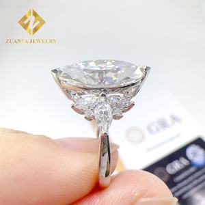 Anillo de Compromiso de Diamante Moissanita Marquise de 3 Quilates, Color D, Claridad VVS1, Oro Blanco Real de 18 Quilates, Hermoso Conjunto de Joyería Nupcial para Novia - Product Image 3