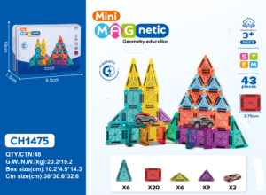 Set di Giocattoli Magnetici Educativi in Scatola di Plastica, Blocchi Magnetici da Costruzione 3,75cm, 43 Pezzi di Piastrelle Magnetiche per Auto, Novità 2026 - Product Image 6