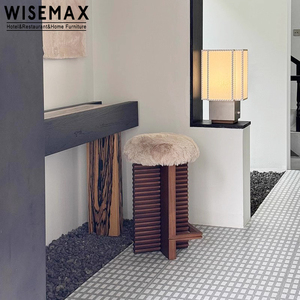เฟอร์นิเจอร์ห้องนั่งเล่นดีไซน์เนอร์สไตล์ WISEMAX โครงไม้หุ้มขนแกะ ที่วางเท้าทรงกลม สำหรับอพาร์ทเม้นท์ - Product Image 2