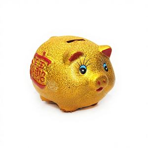 Tirelire dorée en acier inoxydable de 6 pouces, boîte à monnaie décorative de haute qualité, cadeau de rangement pour la maison et le jardin, sans serrure - Product Image 1