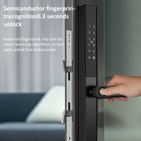 Cerradura de puerta delgada inteligente impermeable IP65 Tuya Wi-Fi con desbloqueo de doble huella dactilar/contraseña, adecuada para puerta corredera Villa Door