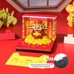 Bloc de Notas de Papel con Diseño de Lingote de Oro con Tema de Feliz Año Nuevo, Escultura <span class=keywords><strong>en</strong></span> Capas Desprendibles 3D del Dios de la Riqueza, con Luz LED - Product Image 3