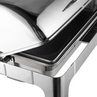 Chauffe-plat professionnel doré à couvercle roulant pour soupes et plats chauds, idéal pour buffets d'hôtel, traiteurs et mariages