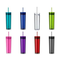 Gobelets en plastique transparent avec couvercle et paille, en verre acrylique de 16 oz, livraison gratuite, gobelets à eau en plastique transparent sans BPA