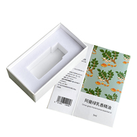 Caja de embalaje de papel moderna personalizada para el cuidado de la piel, funda de cajón, laminación en relieve para materiales reciclados de pestañas de aceite esencial