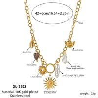 Pendentif personnalisé croissant de lune et soleil en forme de lune, pierres précieuses, perles, pour femme, style sportif, plaqué or véritable, bambou, pour le marché transfrontalier