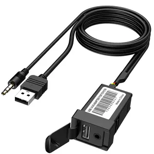 CHELINK 1.5米嵌入式电缆车载充电器3.5毫米USB AUX延长线充电插座，带盖，用于丰田