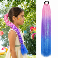Extension de queue de cheval ombrée scintillante de 24 pouces, 100g, avec élastique, pour queue de cheval DIY colorée et étincelante