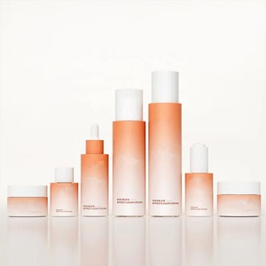Pink Gradient Skincare Packaging Set Glass <b>Dropper</b> <b>Bottle</b> and Jar Cosmetic Container for Serum Lotion Cream for Women Home Use - Product Image 1