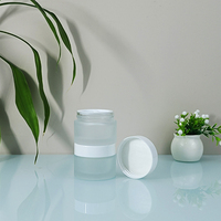 Pots en verre givré pour crème de soin de la peau, contenants d'emballage cosmétique, 5 ml, 10 ml, 30 ml, 50 ml, 100 ml, avec couvercle