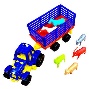 Ensemble de jouets tracteur et remorque pour enfants avec figurines d'animaux, jouet éducatif de simulation de véhicule - Product Image 1