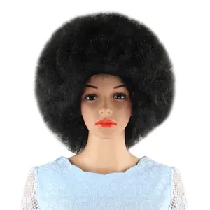 hitam rambut wig pria Suppliers-Wig Kepala Peledak Warna-warni Wig Keriting Afro Ikal Ikal Ikal Topi Badut Tahan Rambut Sintetis Peta Kecantikan Banyak Warna Wig Keriting Pendek